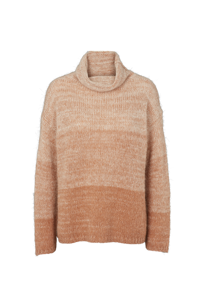 Basic Apparel Caterina H. Neck Sweater Sweaters 725 Tobacco brown / natural mel.